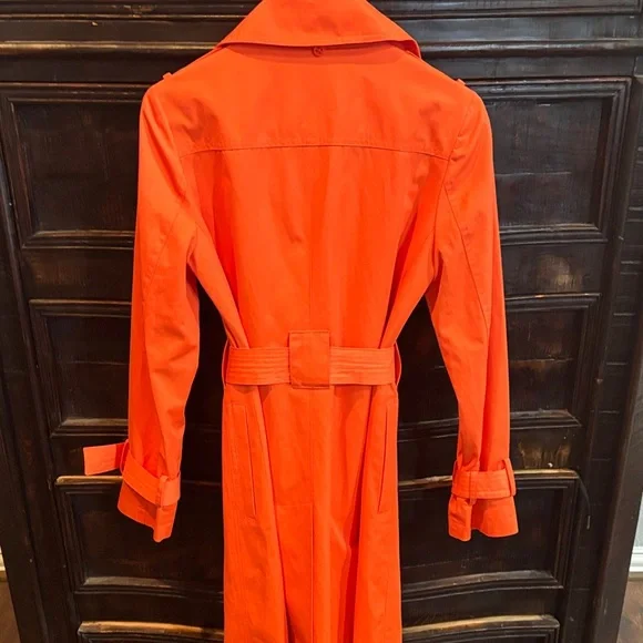 MICHAEL Michael Kors Gorgeous Bright Orange Trench Coat NWOT - Picture 4 of 5